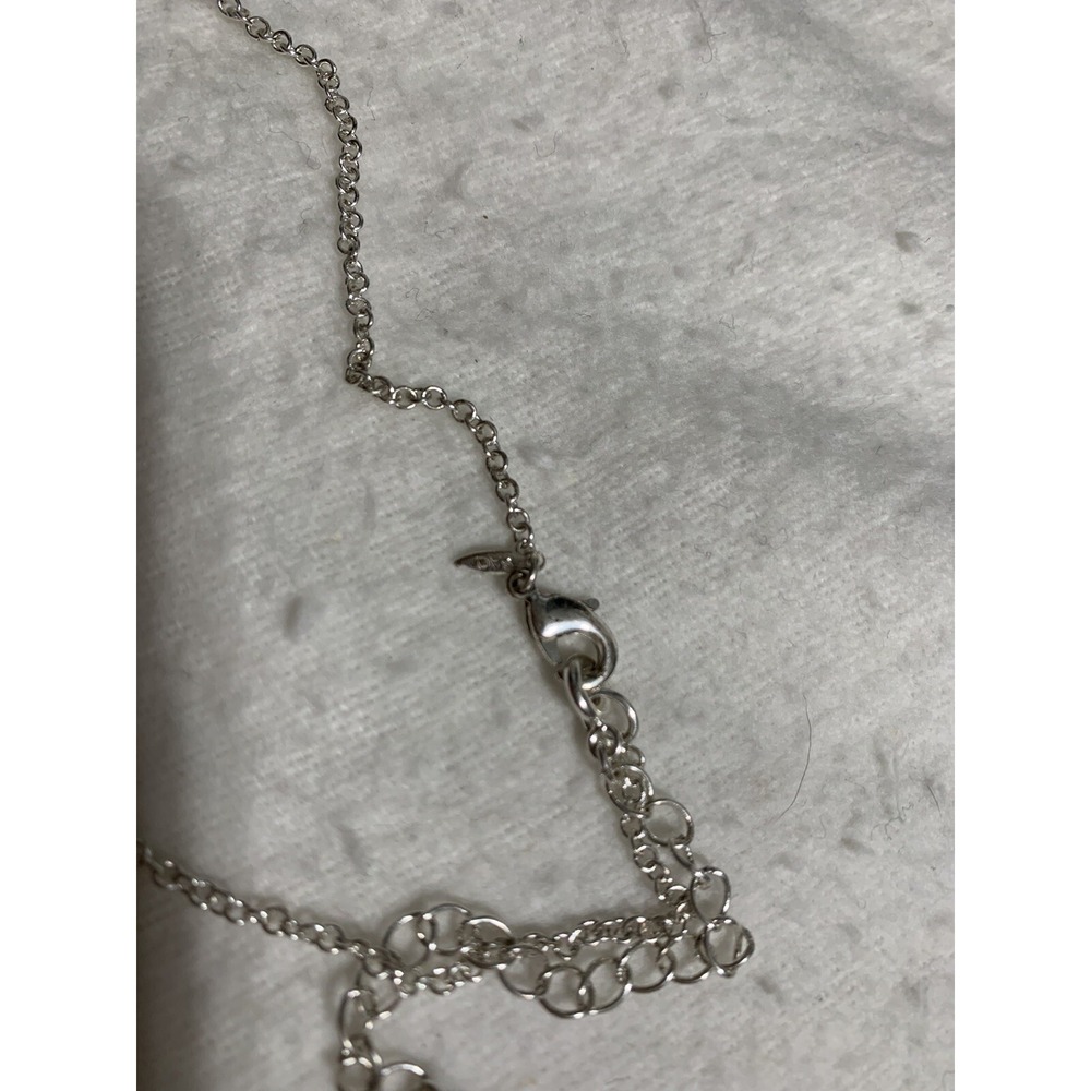 VINTAGE Avon SAQ Clear Crackle Glass Pendant Necklace & Earrings Set - Picture 4 of 4